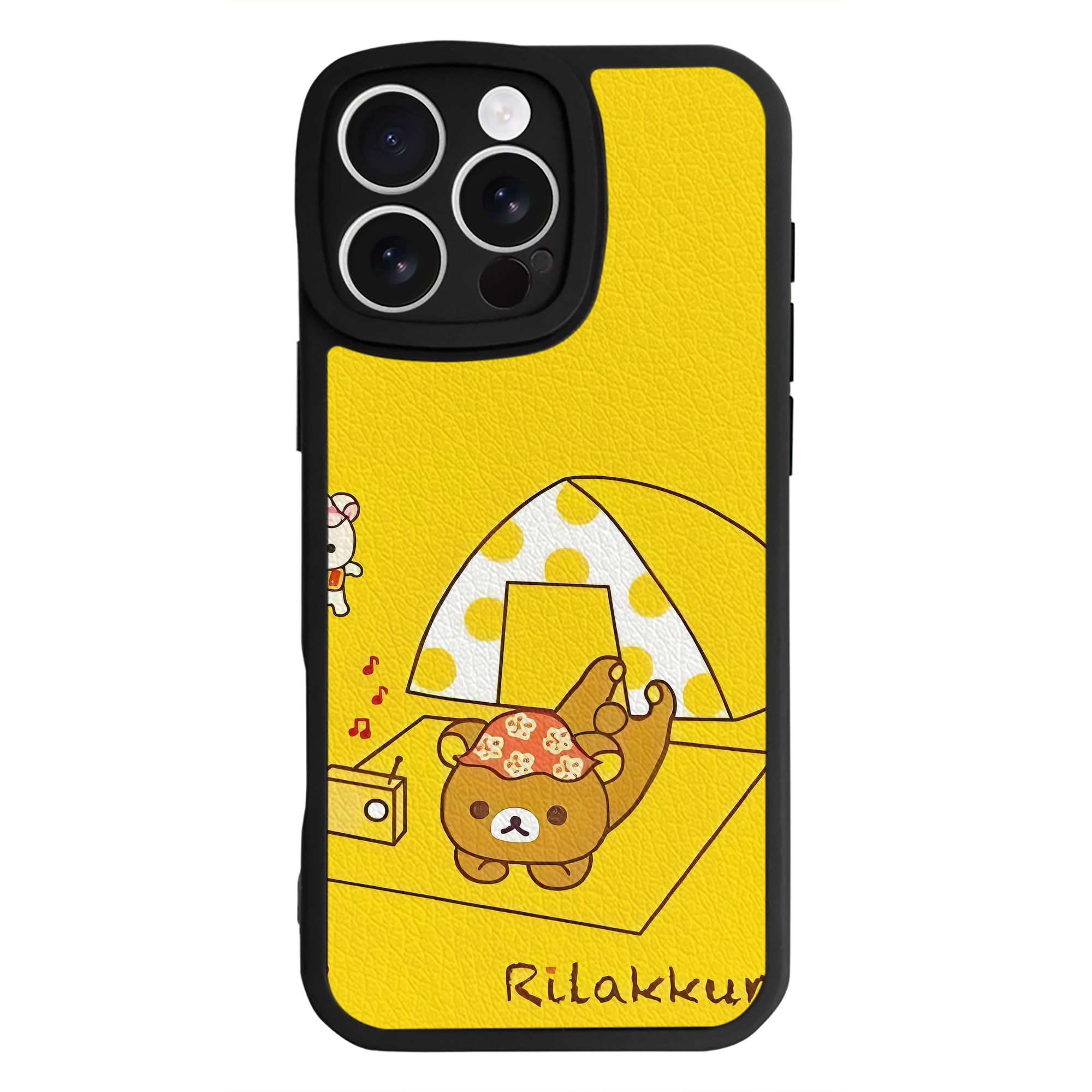 （画像用） リラックマ リラックマ キイロイトリ Rilakkuma Korilakkuma Kiiroitori 【iPhone 16シリーズ対応】シリコンスマホケース（レザー調） 材質：シリコン